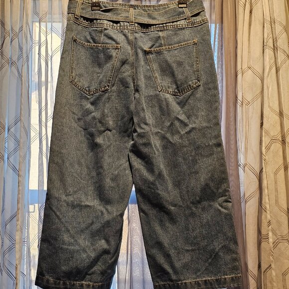 Highway Women's Wide-leg Cropped Denim Jeans with Belt (11/12) - Picture 4 of 8